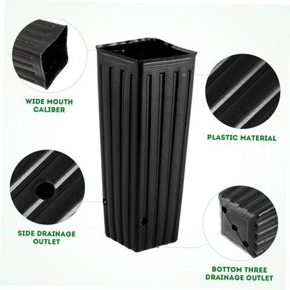 Yardwe 60 Pcs Tree Pots, 11.41" Tall Plastic Plant Nursery Containers with Plant Labels, Black Seedling Pots for Indoor Outdoor Gardening