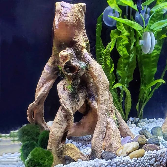 SLOCME Aquarium Resin Wood Trunk Ornament - Lifelike Driftwood Decor,Betta Fish or Other Pets Can Swim Through The Branches
