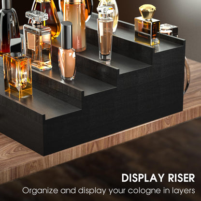 Sephyroth Cologne Organizer for Men 4 Tier of Elevated Cologne Display Shelf with Drawer Storage Perfume Organization and Storage Display Risers,Great Gift for Man(4Tier-Black)