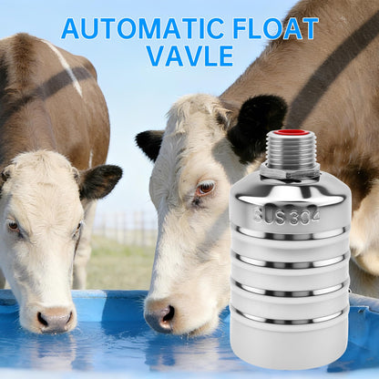 2 Pack Float Valve, Automatic Water Level Control Valve with 1/2inch to 3/4inch 1inch Adapter for Water Tank, Aquariums, Livestock Trough (2)