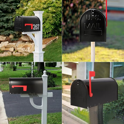 Mirok Large Mailboxes for Outside Post Mount, Black Galvanized Steel Heavy Duty Metal Mailbox, Rust-Resistant Large Capacity Mail Boxes for House Outside, 22 x 10.7 x 8.9 Inches