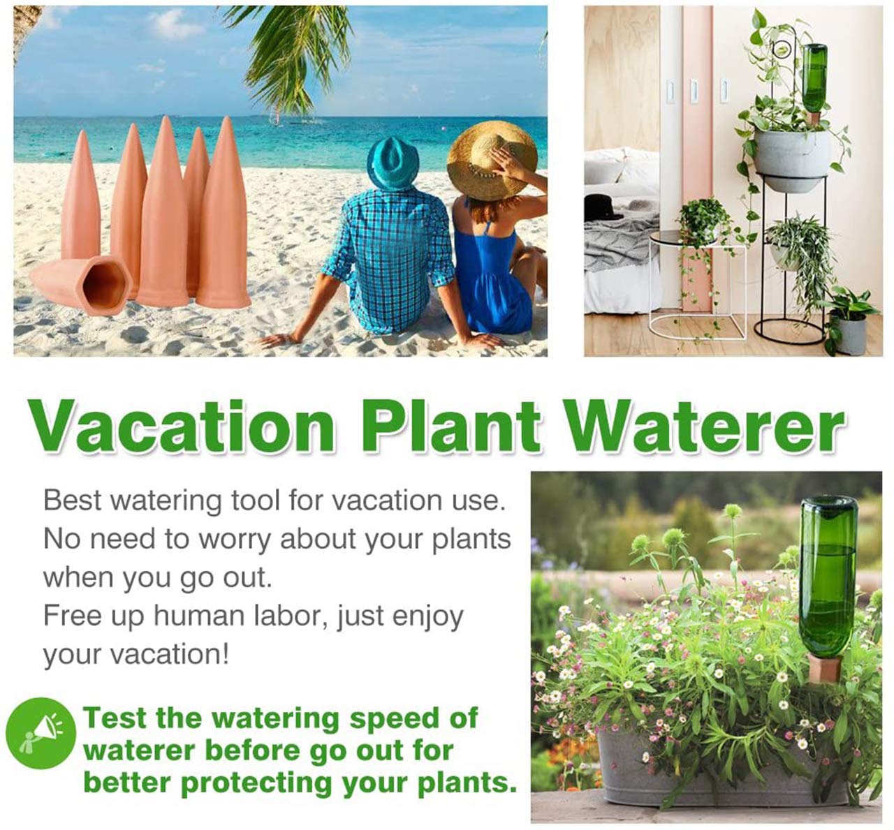 Plant Watering Devices 4 Pack Terracotta Vacation Plant Waterer Wine Bottle Watering Stakes Slow Release Plant Watering Spikes Perfect Self Watering Devices for Indoor Outdoor Plants (4)