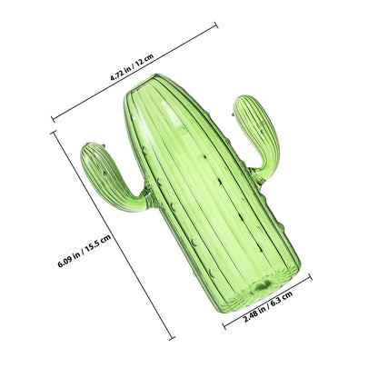 Alipis Cactus Glass Terrarium Vase Jade Green Hydroponic Glass Plant Vase Creative Desktop Centerpiece for Home Décor and Office Table Arrangement