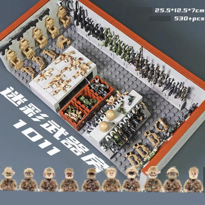 ELEFOCUS WW2 Military Base Building Blocks Set – 520 PCS Army Weapons Pack with SWAT Gear, Miniguns, Custom Guns, and 10 Soldier Figures – Kids Army Playset Compatible with Major Brands