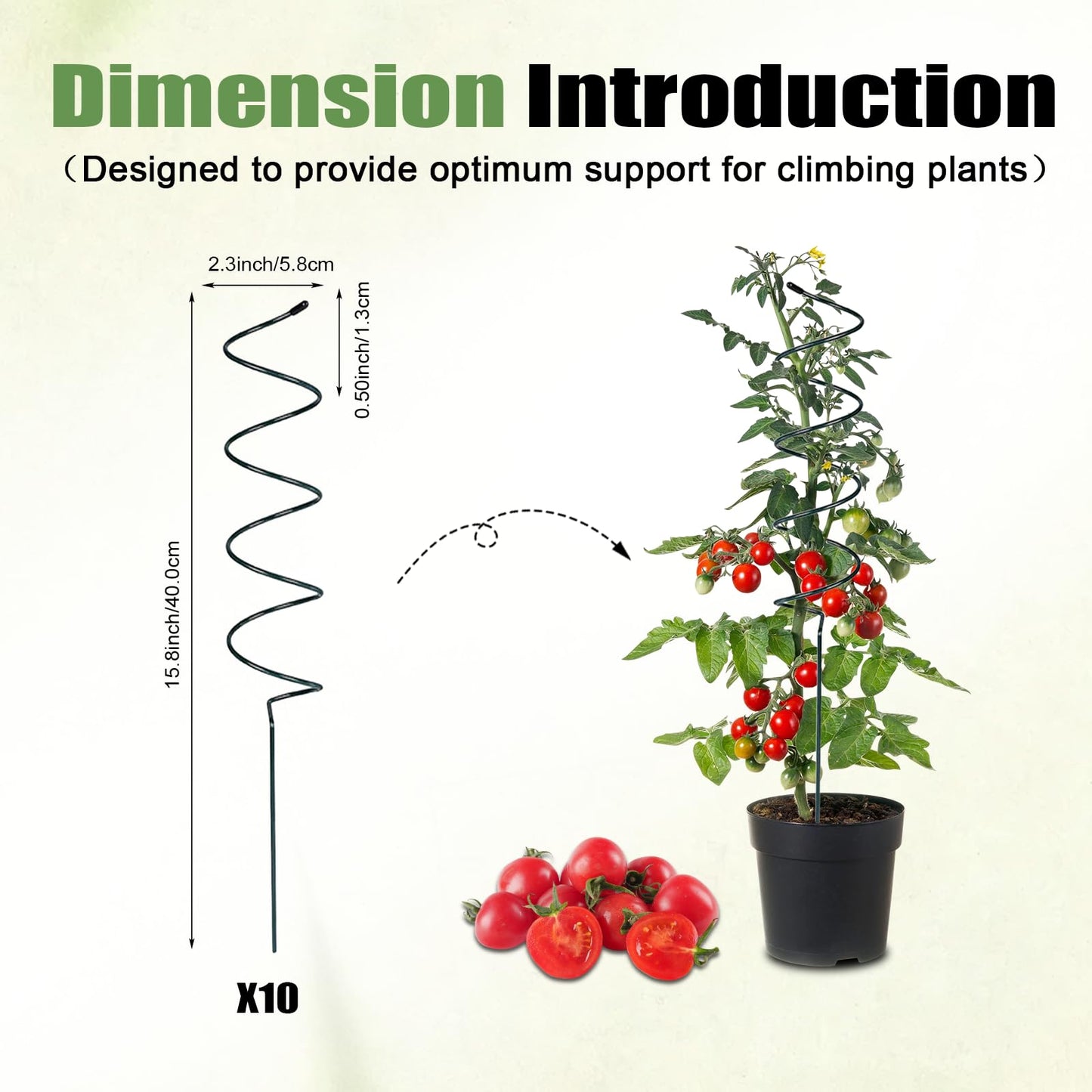 Wshxjzyay 10 Pack Tomato Twist Stake, Spiral Tomato Stakes for Indoor Outdoor, Spiral Garden Stakes for Climbing Plants, Tomatoes, Roses & Garden Vines