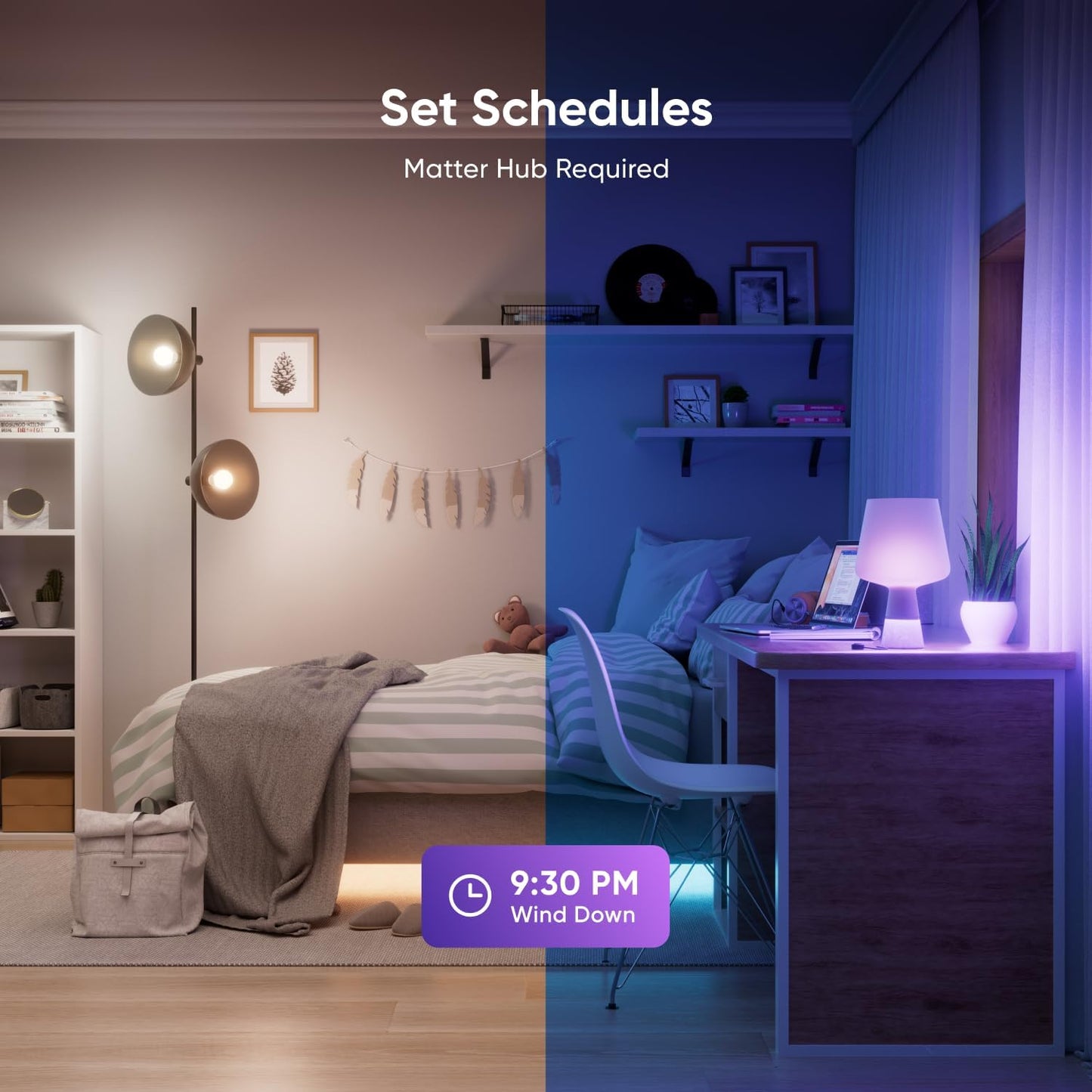 Nanoleaf Essentials Smart Light Bulbs, Matter Smart LED Bulbs Work with Alexa & Google Home, 1000lm 16M+ RGBTW Color Changing Light Bulb, Music Sync A19 E26 2.4GHz WiFi Bluetooth Light Bulb 60W, 4PK