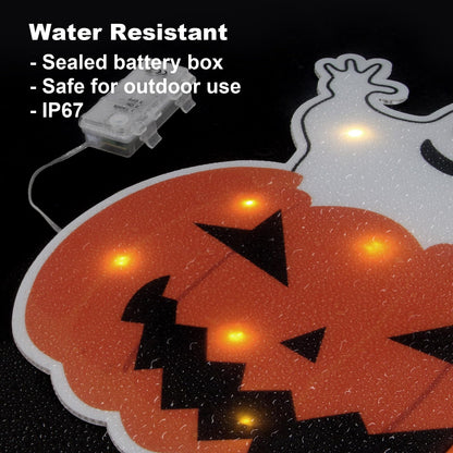 Lighted Yard Signs for Halloween Props Yard Stakes Light Up Pumpkin Ghost Yard Sign with Stakes for Halloween Decorations Outdoor Lawn Decor Yard Decorations - 3PCS