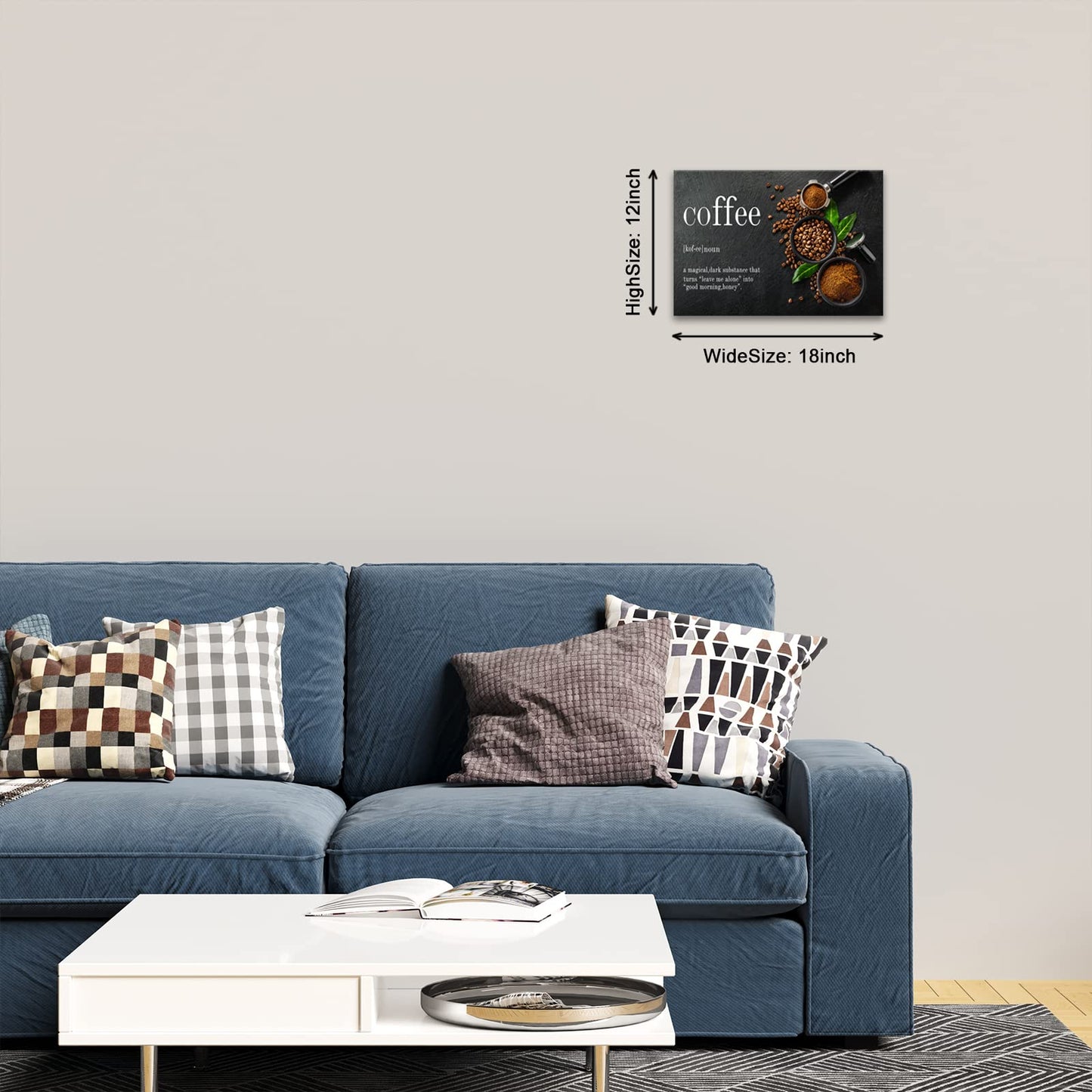 BWSPACE Coffee Bean Decor Canvas Wall Art - Kitchen & Office Modern Coffee Decorations - 12x18 inches