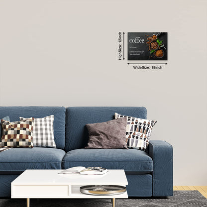 BWSPACE Coffee Bean Decor Canvas Wall Art - Kitchen & Office Modern Coffee Decorations - 12x18 inches
