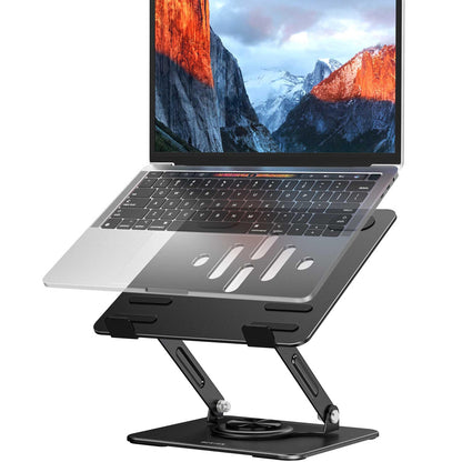 BESIGN LS11 Laptop Stand with 360° Rotating Base, Ergonomic Adjustable Notebook Riser, Foldable Computer Holder Compatible with 10-14" Laptops (Black)