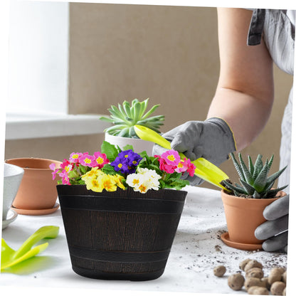 Resin Tree Pattern Planter Pot 9.05 Inch with Drainage for Succulents Bonsai Herbs Outdoor Flower Pot Decorative for Garden Balcony
