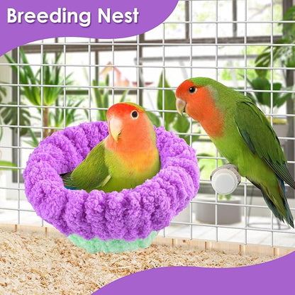 KATUMO Bird Nest, 5.5inch Small Parrot Breeding Bed for Budgie, Parakeet, Cockatiel, Conure, Lovebird, Canary, Finch Birds (Purple/Green, Small)