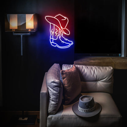 Kavaas Cowboy Boot Neon Sign, Neon Cowboy Hat Sign for Wall Decor | Western Neon Sign for Bedroom, Bar, Office, Man Cave - Best Gifts for Rodeo Enthusiast, Birthday, Christmas