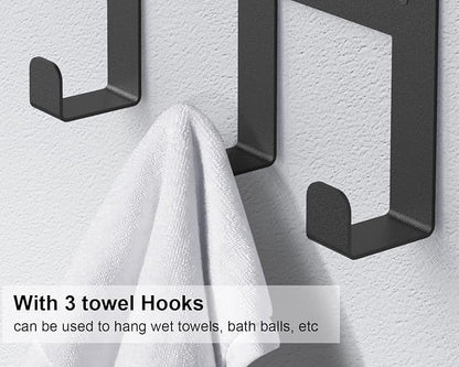 Roll Towel Racks for Bathroom, Bethom Small Wall Shelf with Hooks, Black | Stainless Steel Towel Racks for Bathroom, Wall Mounted with Shelf
