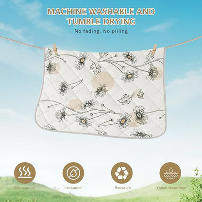 IEUUMLER Washable Pee Pads for Dogs, 2 Pack Non-Slip & Waterproof Whelping Pad, Reusable Puppy Potty Training with Fast Absorbent for Playpen EU007 (Beige Daisy, 31"X36"-2pcs)