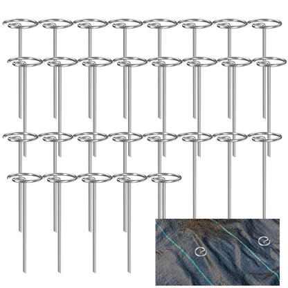 60 Pcs 7 Gauge Thickened Landscape Staples, 6in Anti-Rust Galvanized Garden Stakes, Heavy Duty Landscape Circle Top Pins, Ground Cover Fabric Stakes for Securing Lawn Fabric Weed Barrier