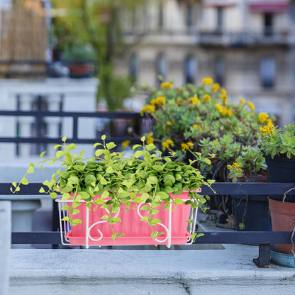 DOITOOL Railing Planter Box 14 x 7 Inch Balcony Hanging Basket Iron Plant Holder Fence Planters Pot Holder for Outdoor Plants