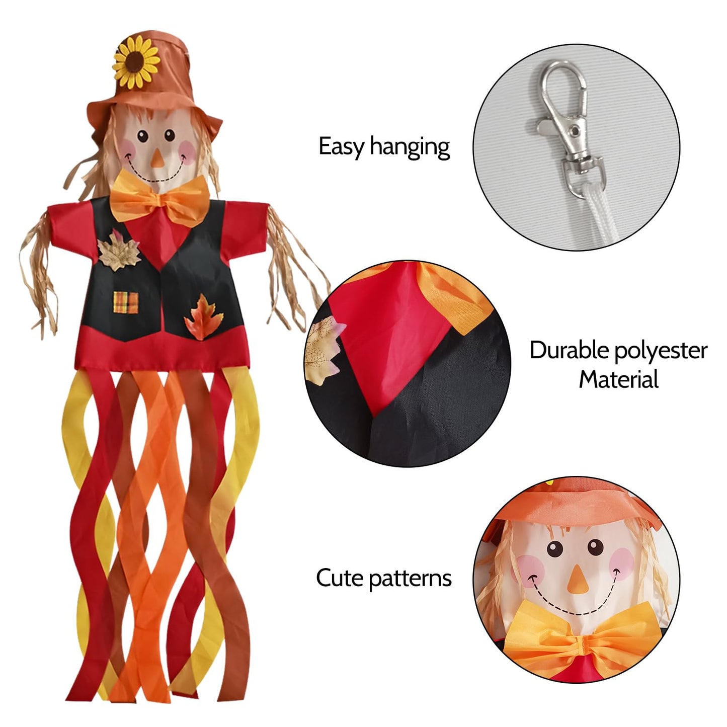 THQZLH Scarecrow Windsock - Fun and Festive Outside Decorations for Your Yard