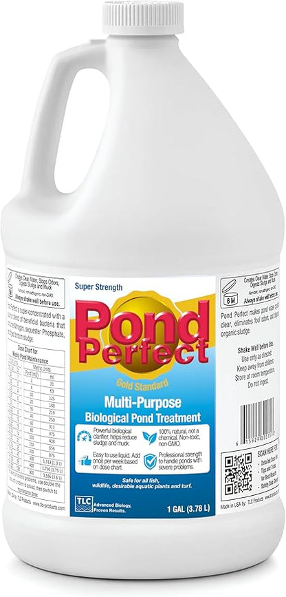 PondPerfect Natural Pond Bacteria Treatment – Liquid Formula for Pond Maintenance – Safe for Fish & Koi – Easy Dosing – 1 Gallon