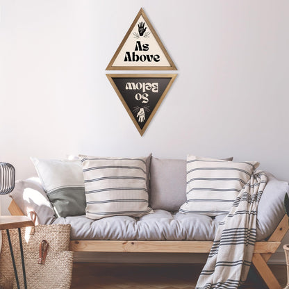 flangairy As Above So Below Wall Decor, Wooden Mystical Witchy Wall Art, Witch Bathroom Bedroom Room Home Decorations