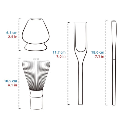 TEANAGOO Matcha Whisk Set, Bamboo Matcha Whisk (Chasen), 4 Pcs Traditional Starter Matcha Set, Scoop (Chashaku) Tea Spoon Whisk Holder, Matcha Accessory, Bamboo Whisk For Matcha Tea (100prongs)