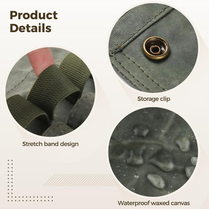 Calolin Camping Spice Kit, Portable Spice Bag for Travel, Including 9 Glass Seasoning Containers, Wear-Resistant Waxed Canvas, Foldable Design, Suitable for Outdoor Cooking