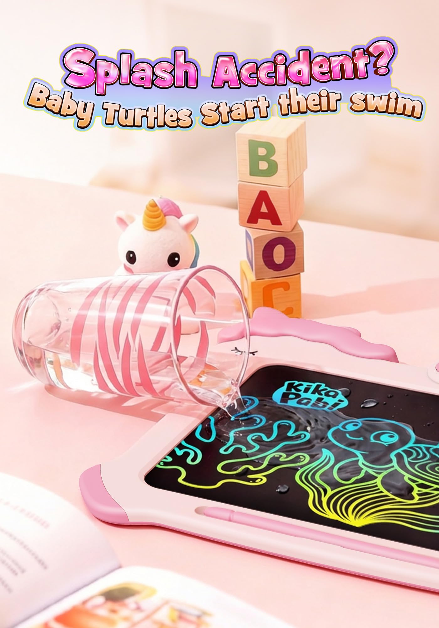 8.5 inch LCD Writing Tablet for Kids, Unicorn Toys Gifts for Girls Aged 3-5, Toddler Girl Kids Educational Travel Toy, Birthday Gift for 3 4 5 6 7 8 9 Year Old Girl (Pink)