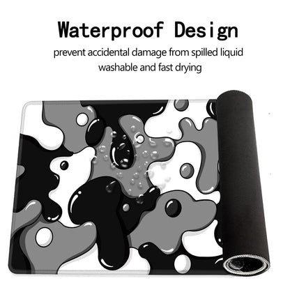 MEWOOCUE® Gaming Mouse Pad for Desk,Large Cute Black White Mousepad Laptop,Japanese Grey Anime Mouse Mat,Long XXL Waterproof Keyboard Pads,Big Non-Slip Mouse Pads for Game Office Home（31.5 x 15.7 in）
