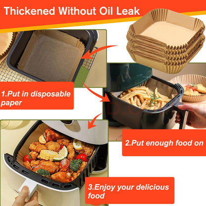 Air Fryer Liners Disposable 9 Inch, 9 inch Air Fryer Liners 125 Pcs Large Square Air Fryer Paper Liners for 5QT 6qt 8QT Air Fryer, Non-stick Parchment Paper for Frying, Baking