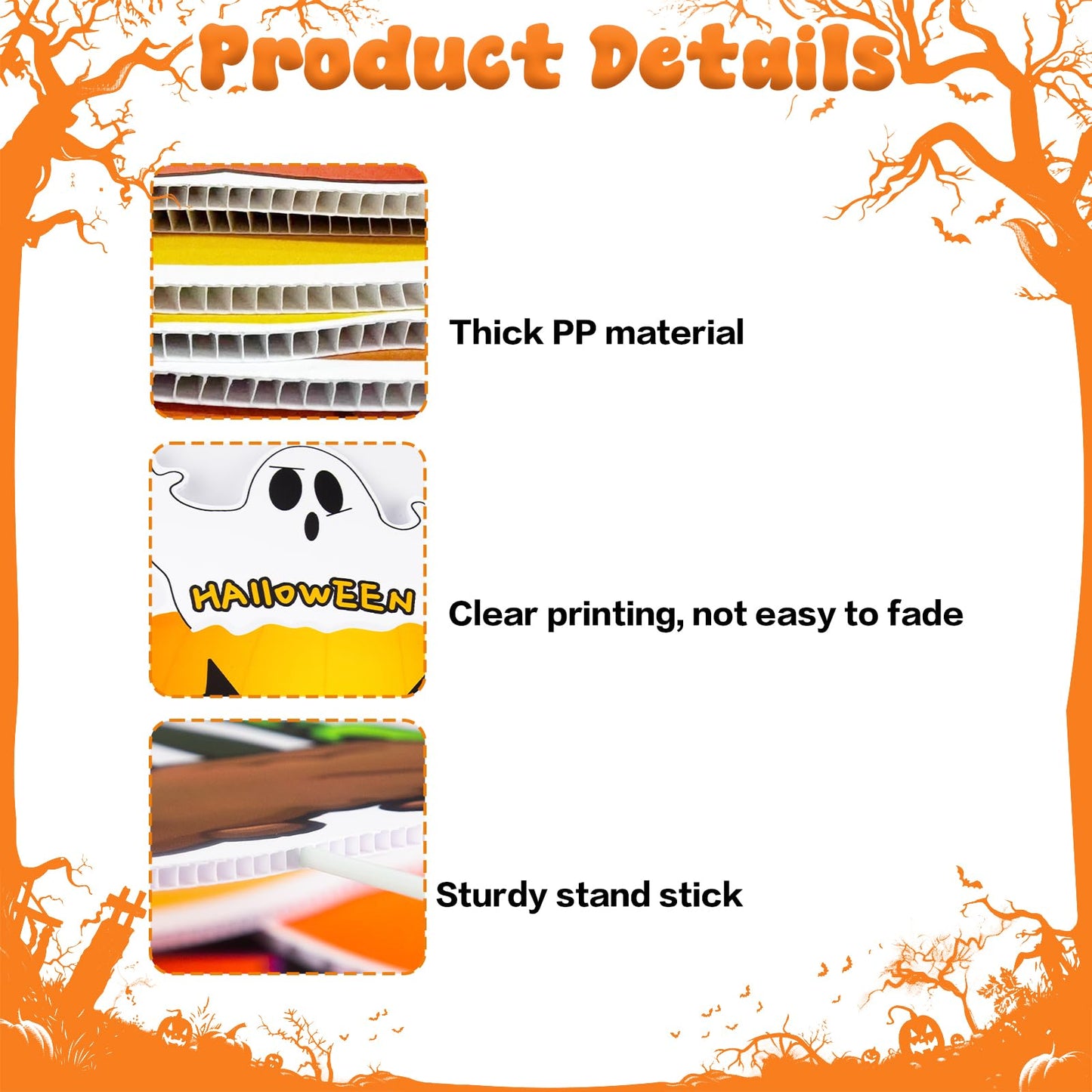 10 PCS Cute Halloween Decorations Outdoor Yard Signs,Large Yard Stakes Signs Pumpkin Ghost,Halloween Lawn Decoration for Family Friendly Kids Home Party Plastic Halloween Yard Stakes
