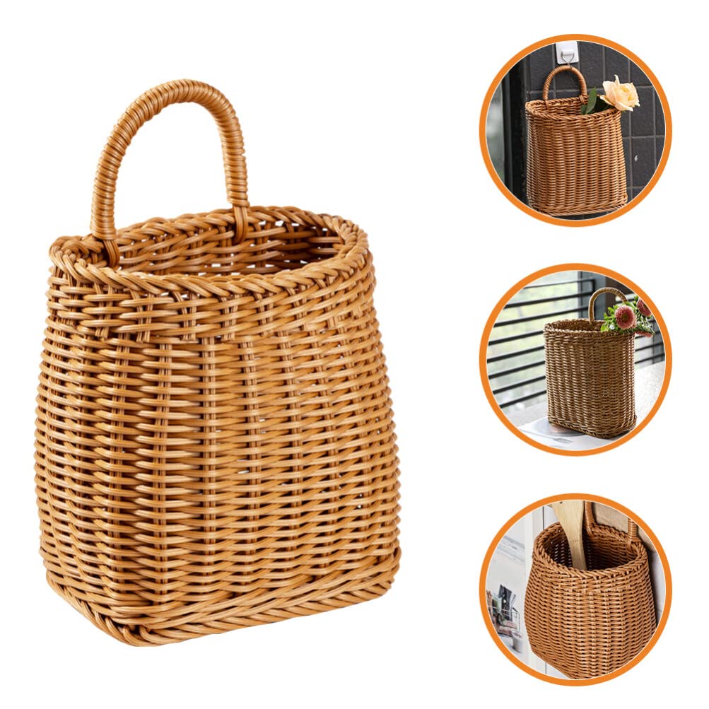 Woven Seagrass Storage Basket - Wall Mounted Planters with Rattan Flower Pot - Hanging Wicker Basket