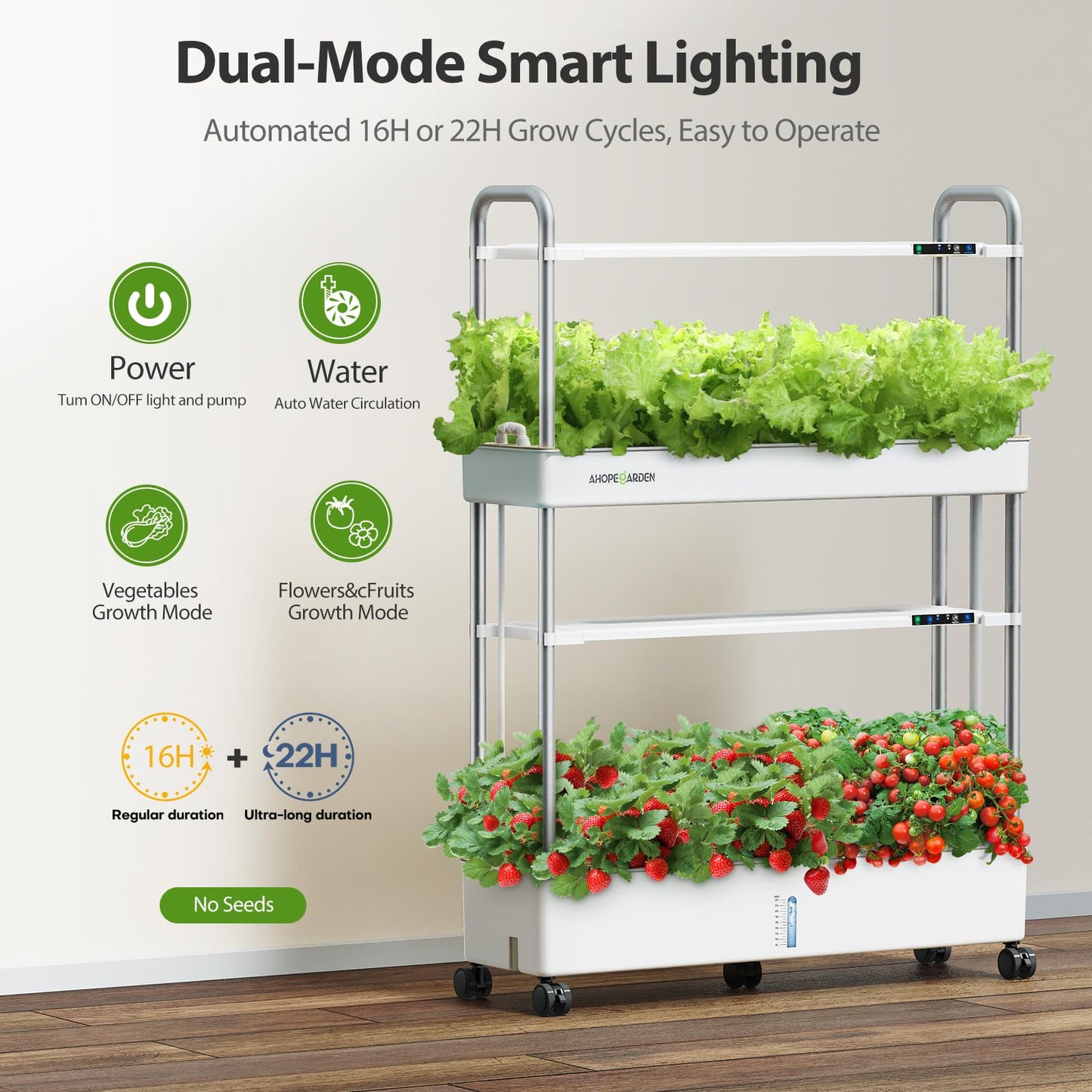 Ahopegarden Indoor Garden Hydroponics Growing System Kit: 60 Pods Indoor Herb Garden with LED Grow Light - Plant Germination Kit, 32L Large Capacity Hydroponic Tower for Vegetables Fruits Flowers
