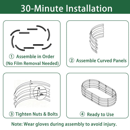 Gartist 2 Pack Raised Garden Bed Kits, 4x2x1FT Green Oval Galvanized Outdoor Planter Beds, Easy Assembly Metal Raised Bed for Vegetables, Flowers & Herbs