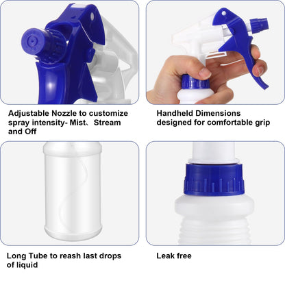 Gerrii 24 Pcs 24oz Plastic Spray Bottle Bulk, Empty Refillable Squirt Bottles for Cleaning Solution, Leak Proof Water Spray Bottle with Adjustable Nozzle and Stickers Commercial Supplies(Mix Color)