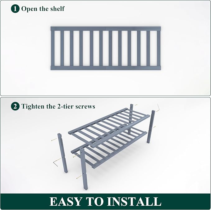 Smiry Bamboo Shoe Rack, 2 Tier Free Standing Wooden Shoe Organizer, Stackable Wood Shoe Storage Shelf for Closet, Entryway, 12 Vertical Slats, One-piece Standard Legs, 26.8"x11"x13", Grey