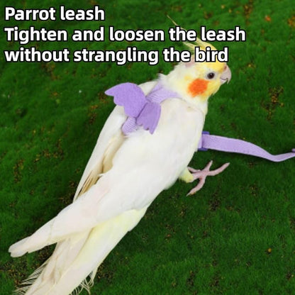 Pet Parrot Bird Harness and Leash, Adjustable Training Design Anti-Bite, Bird Nylon Rope with Cute Wing and Colorful Leash for Parrots Lovebird Cockatiel Conure Budgie (Pink with 118.1inch Leash,L)