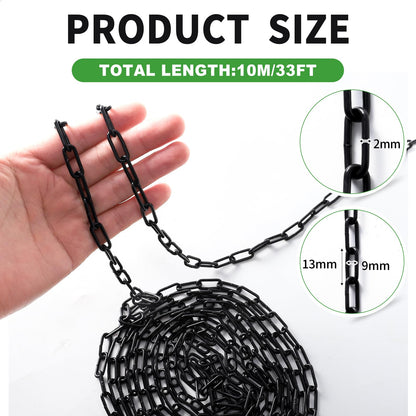 33 ft 1/12" Metal Hanging Chains Fixture Chain Decorative Chain Light Duty Chain Utility Chains for Hanging Plants, Basket, Light Fixture, Chandelier, Lamp (2mm 33ft)