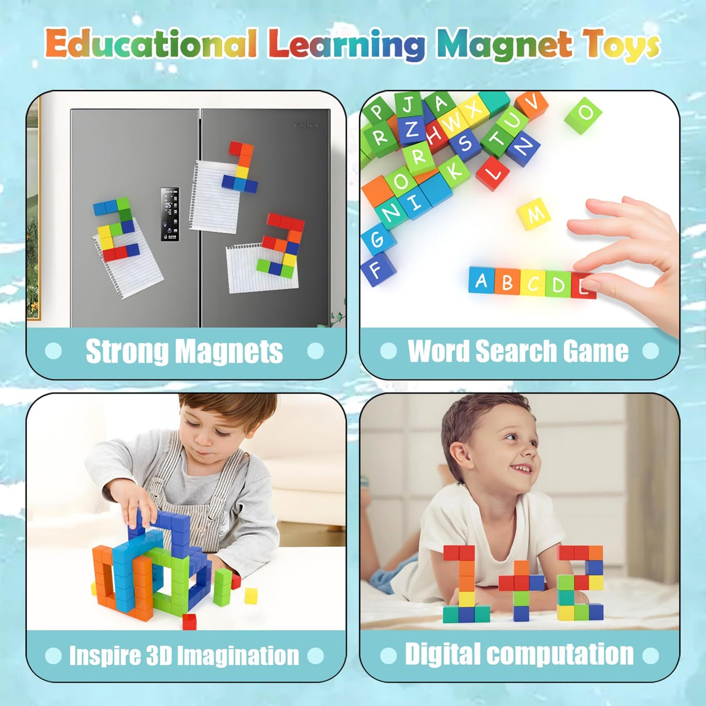 BananMelonBM 100 PCS Magnetic Building Blocks, for Toddlers Age 3-5, for Kids Ages 4-8,Magnetic Cubes, Preschool Educational Sensory Magnet Toys for Boys and Girls