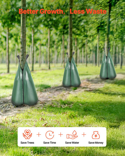 VEVOR 8 Pack 20 Gallons Tree Watering Bag, Slow Release Tree Watering Bag, Reusable Refillable Tree Drip Irrigation Bags with Zipper, Durable Tree Watering System for Deep Root Targeting