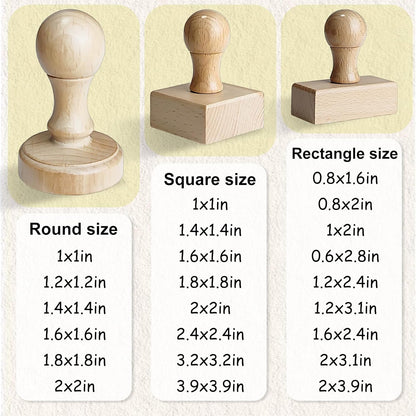 Custom Stamp – Personalized Wooden Rubber Stamp with Logo, Name, and Address, Upload Your Own Design, Multiple Sizes for Branding & Crafting (Square)