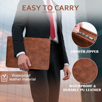 Calfinder Personalized Padfolios Portfolio Binder,3 Ring Leather Binder with Zipper,Professional Padfolios for Women&Men, Business Portfolio Organizer for Resume, Leather Folder for Ipad