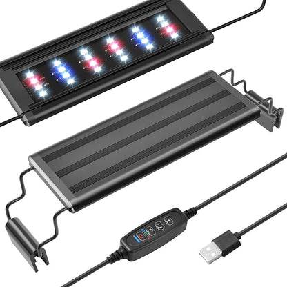 FEDOUR USB Mini Aquarium LED Light, Full Spectrum Aquarium Light with Extendable Brackets, Adjustable Aquarium Plant Light with External Controller, for Freshwater Tank (8-13in)