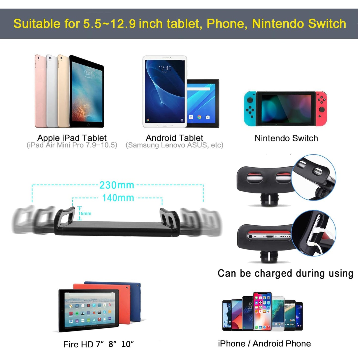 Tablet Floor Stand with 6LB Weight, Overhead Bed phone Stand Angle Height Adjustable Arm Stretchable Stand Holder, Compatible with iPhone iPad Mini Air Pro, Galaxy Tab, Kindle, E-Readers,all Phones