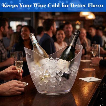 Yesland Ice Bucket, Clear Acrylic 3.5 Liter Storage Tub, Beer Bucket Beverage Chiller Bin for 2 Wine, Champagne Bottles, Beer Bottles
