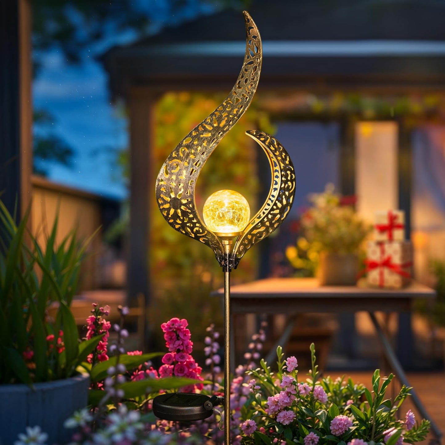 HOMEIMPRO Outdoor Solar Garden Lights Waterproof, Gifts for Mom Dad, Yard Art, Pathway, Lawn Ornaments, Outdoor Decor,Birthday Gifts for Wife Women (Bronze,2Pack)