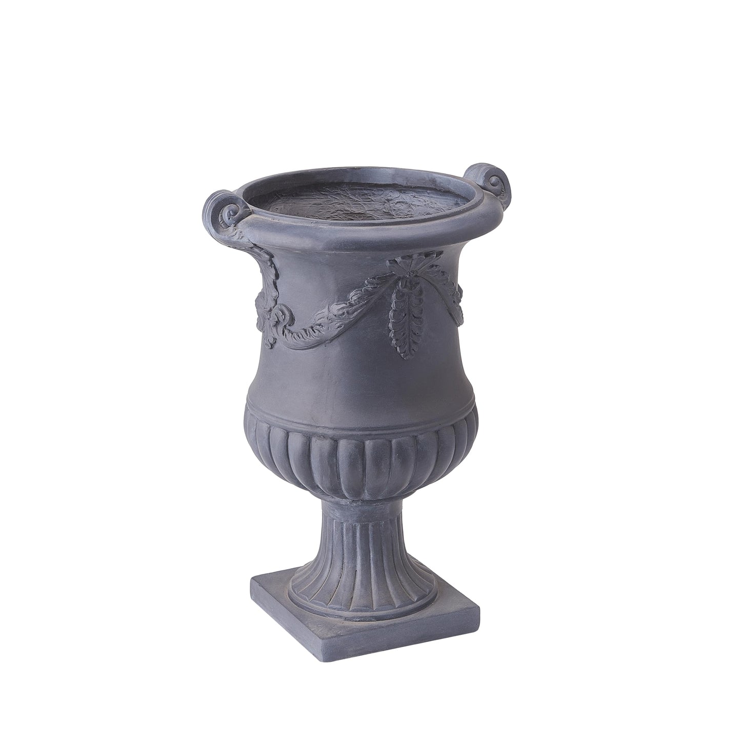 Christopher Knight Home Gary MGO Round Planters Set of 2, Outdoor Flower Pots with Floral Relief Carvings, Classical Garden Urn with Drainage Hole, Patio Urn Planters for Garden, No Assembly, Black