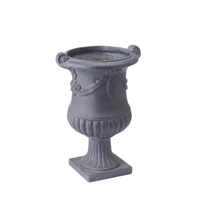 Christopher Knight Home Gary MGO Round Planters Set of 2, Outdoor Flower Pots with Floral Relief Carvings, Classical Garden Urn with Drainage Hole, Patio Urn Planters for Garden, No Assembly, Black