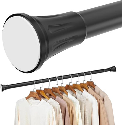 1.1 Inch Diameter Tension Closet Rods for Hanging Clothes 32-60 Inch, Adjustable Pole Closet to Hang Clothes, Heavy Duty Closet bar for Wardrobes with No Drilling Holder, Matte Black