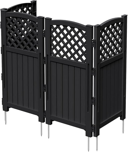 Greesum Air Conditioner Privacy Fence Screen, 4 Panels Trash Can Enclosure, 49.45" H x 22.62" W, Weather Resistant for Outdoor Pool Equipment, Garbage Bins, Black