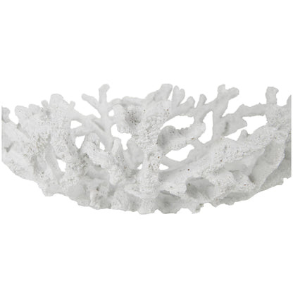 Deco 79 Resin Coral Decorative Bowl Decorative Bowl Textured Decorative Containers, Set of 2 Decorative Keepsake Boxes 13", 12"W, White